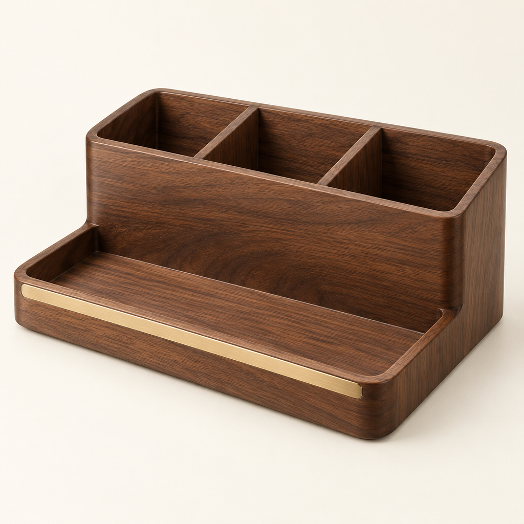 Walnut-Tone Desk Organizer — view 1