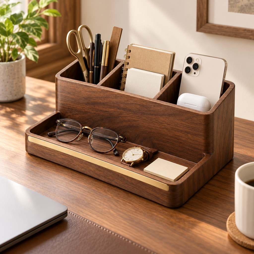 Walnut-Tone Desk Organizer — view 2