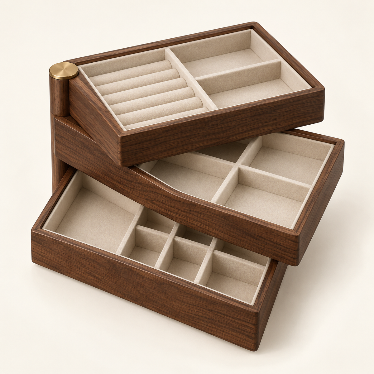 Walnut-Tone Rotating Jewelry Organizer — view 1