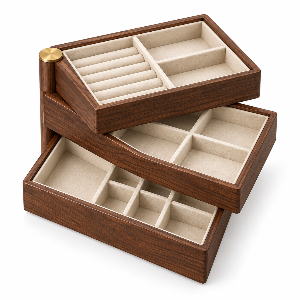 Walnut-Tone Rotating Jewelry Organizer — view 4