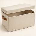 Cream Fabric Storage Box with Lid — view 1