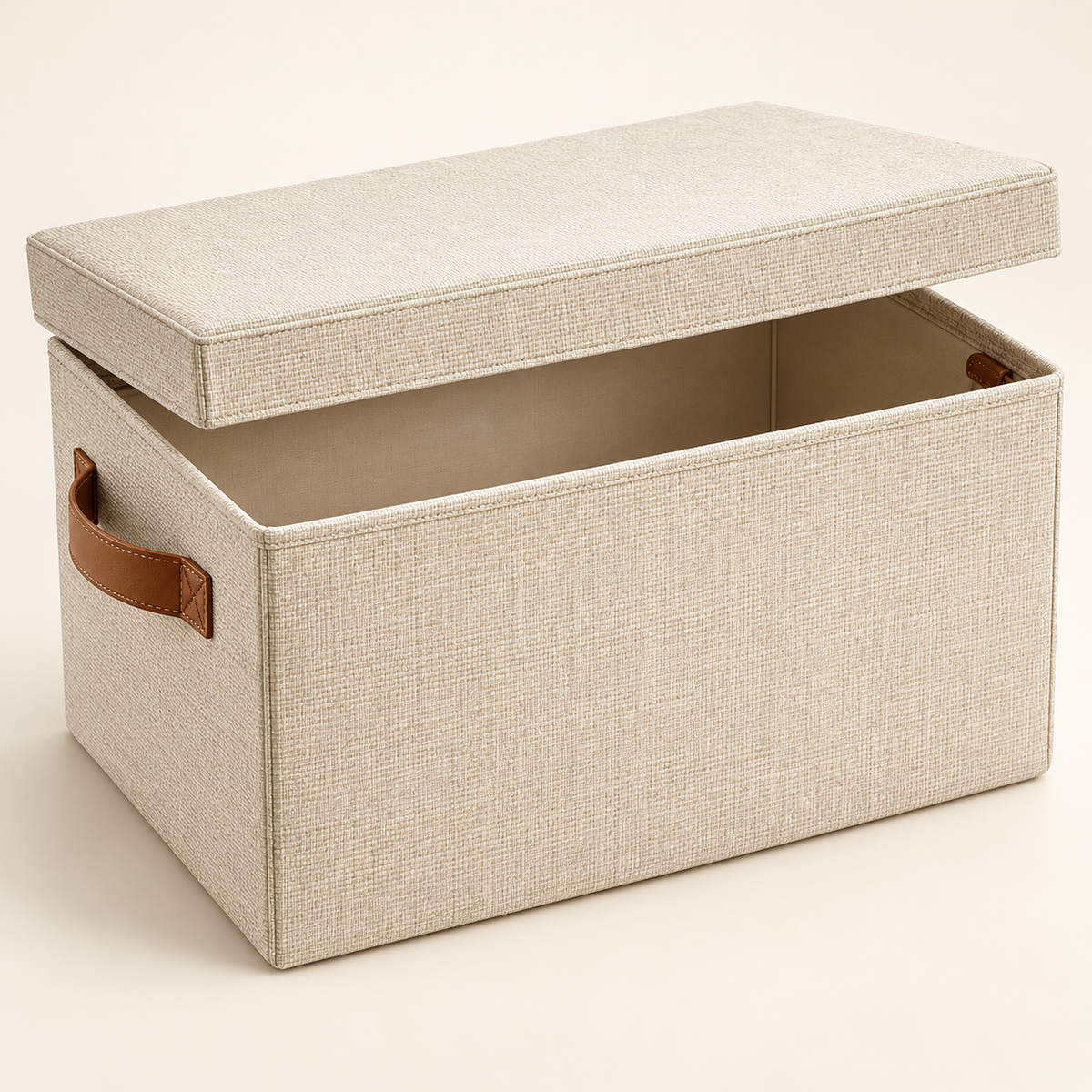 Cream Fabric Storage Box with Lid — view 1